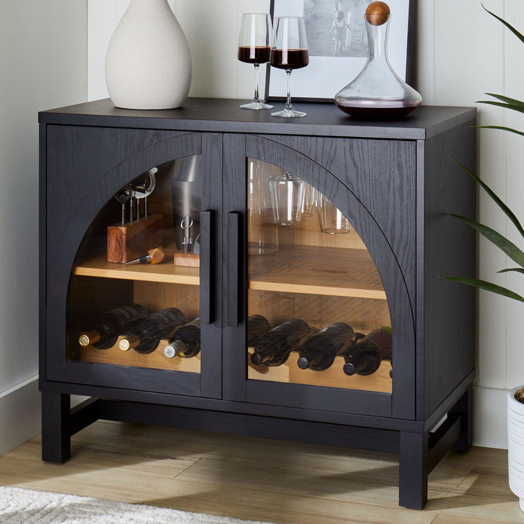 Velmora™ Juliet Arch Door Kitchen Console, Black Finish