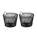 Velmora™ Large Black Poly Rattan Storage Baskets with Handles, Set of 2