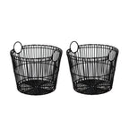 Velmora™ Large Black Poly Rattan Storage Baskets with Handles, Set of 2
