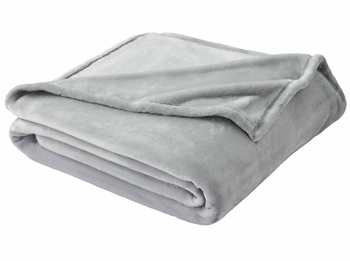 Velmora™ Silver Luxury Velvet Plush Blanket, King Bedding