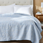 Velmora™ Floral Matelassé Quilt, King, Blue Bedding