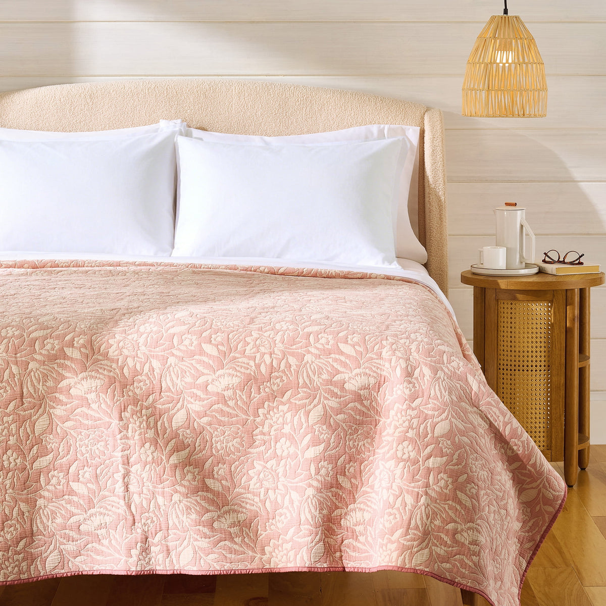 Velmora™ Floral Matelassé Quilt, King, Blue Bedding