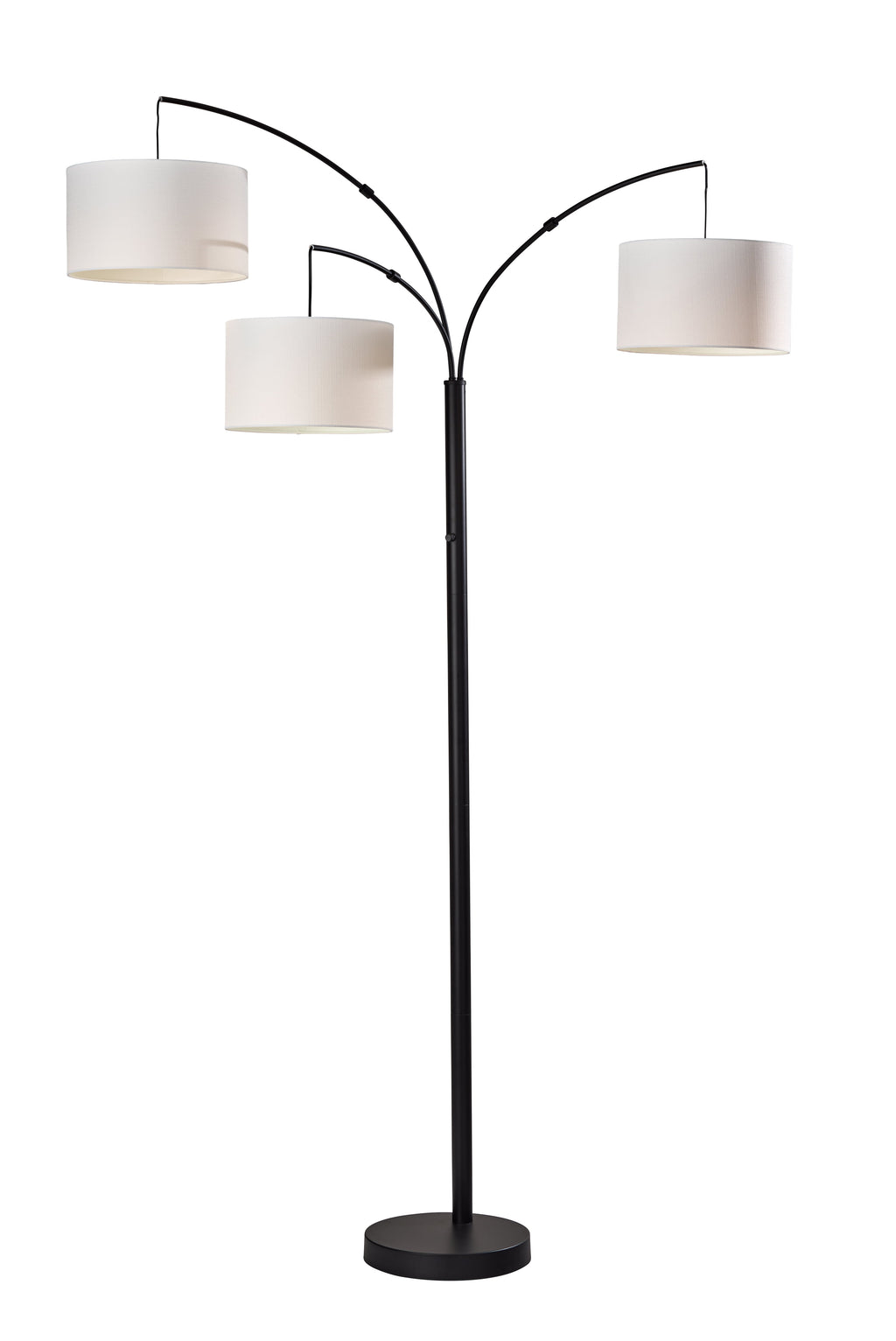 Velmora™ 82 in Matte Black 3-Light Arc Floor Lamp with Adjustable Shades