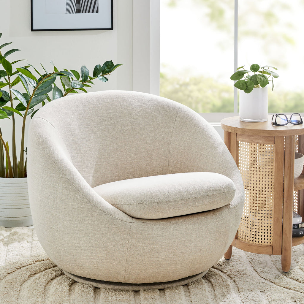 Velmora™ Mira Swivel Accent Chair, Cream