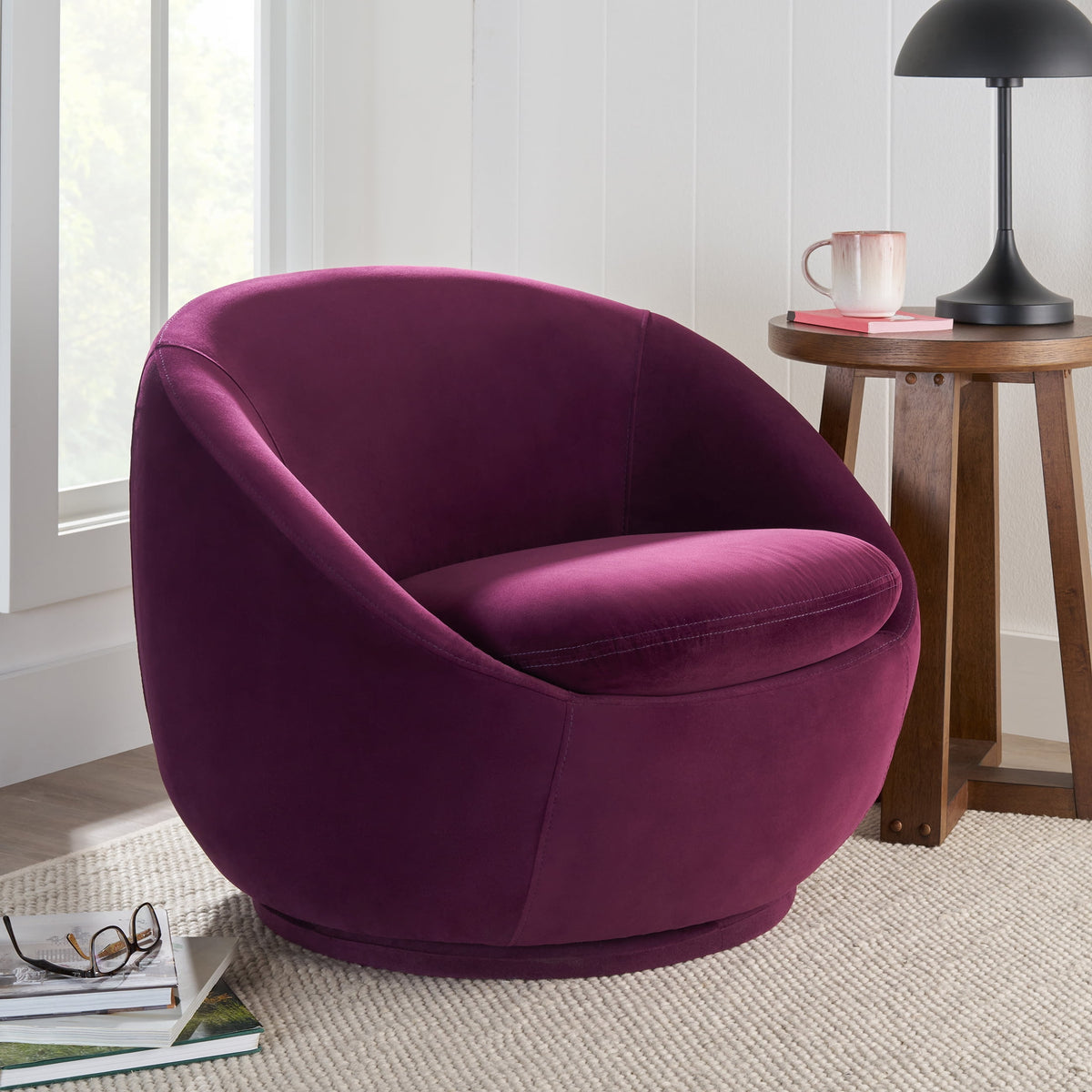Velmora™ Mira Swivel Accent Chair, Cream