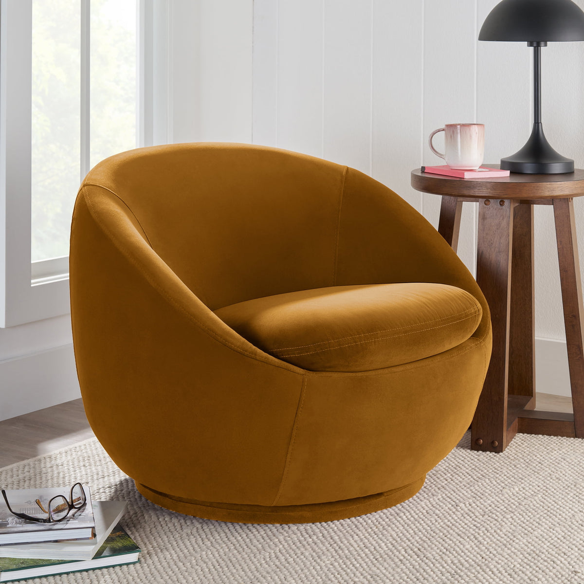 Velmora™ Mira Swivel Accent Chair, Cream