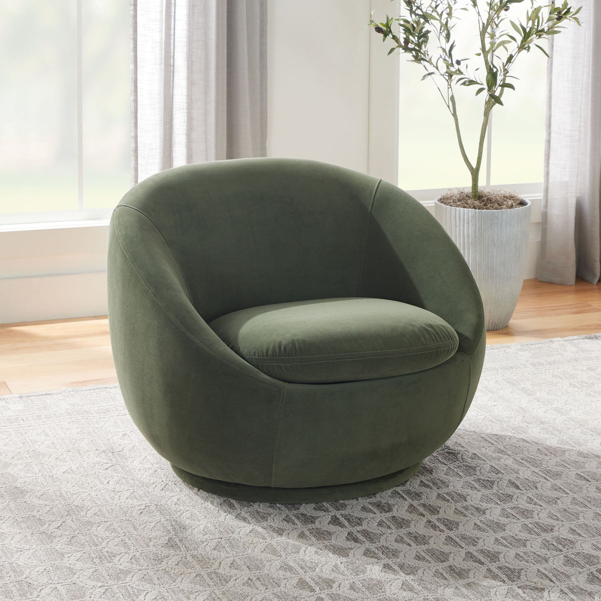 Velmora™ Mira Swivel Accent Chair, Cream