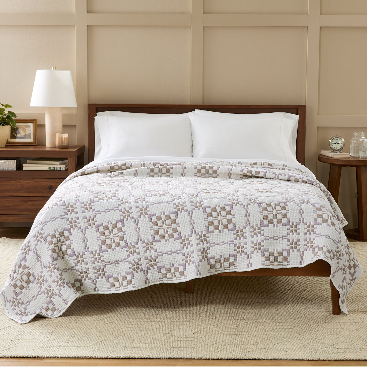 Velmora™ Ivory Modern Mosaic Cotton Matelasse Reversible Quilt, King