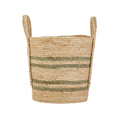 Velmora™ Natural Maize Colored Stripe Basket, Green, Large