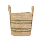 Velmora™ Natural Maize Colored Stripe Basket, Green, Large