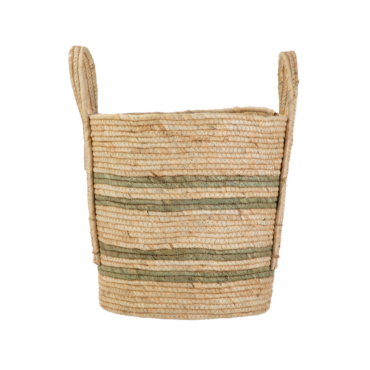 Velmora™ Natural Maize Colored Stripe Basket, Green, Large
