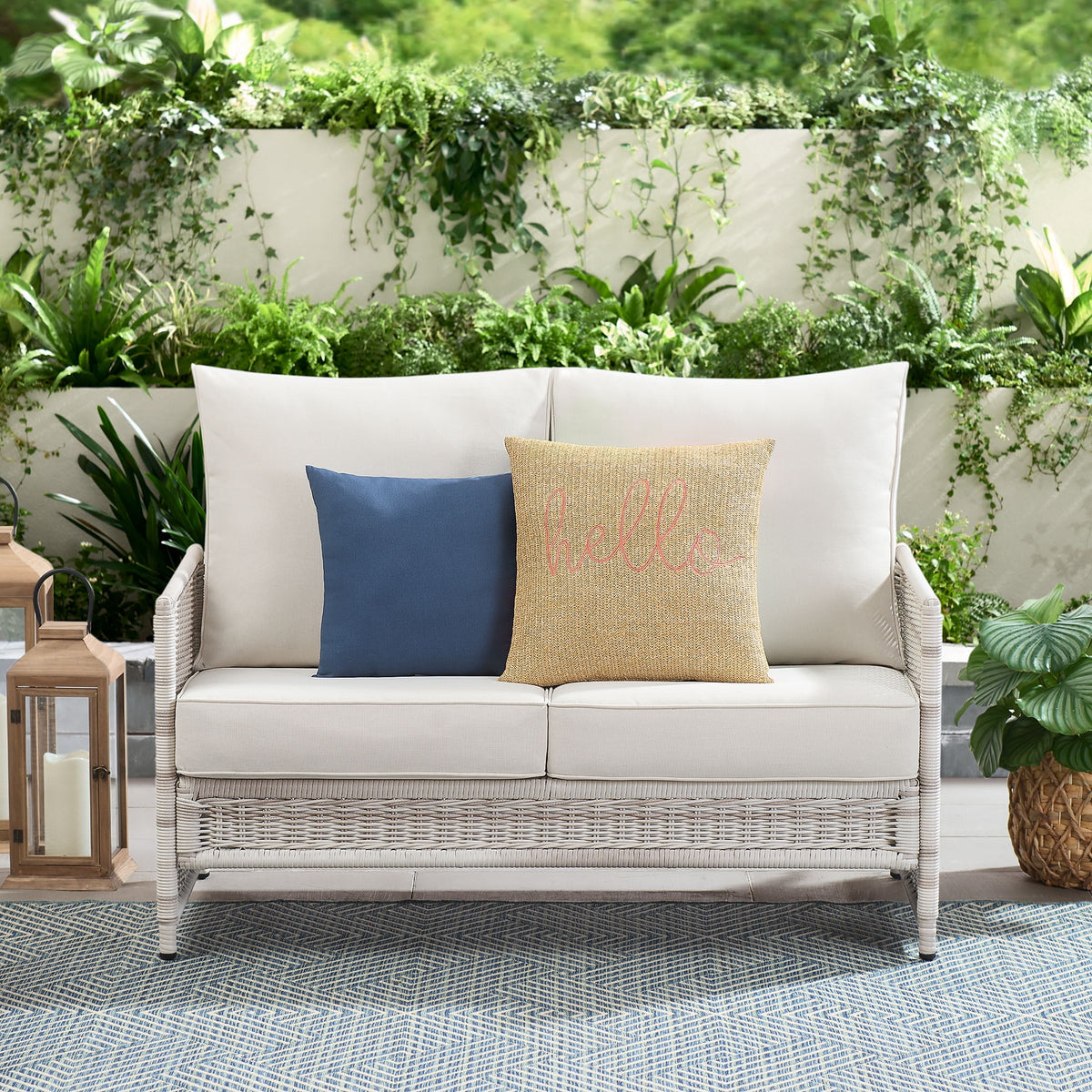 Velmora™ Paige 1 Piece Wicker Outdoor Loveseat with Cushions, White