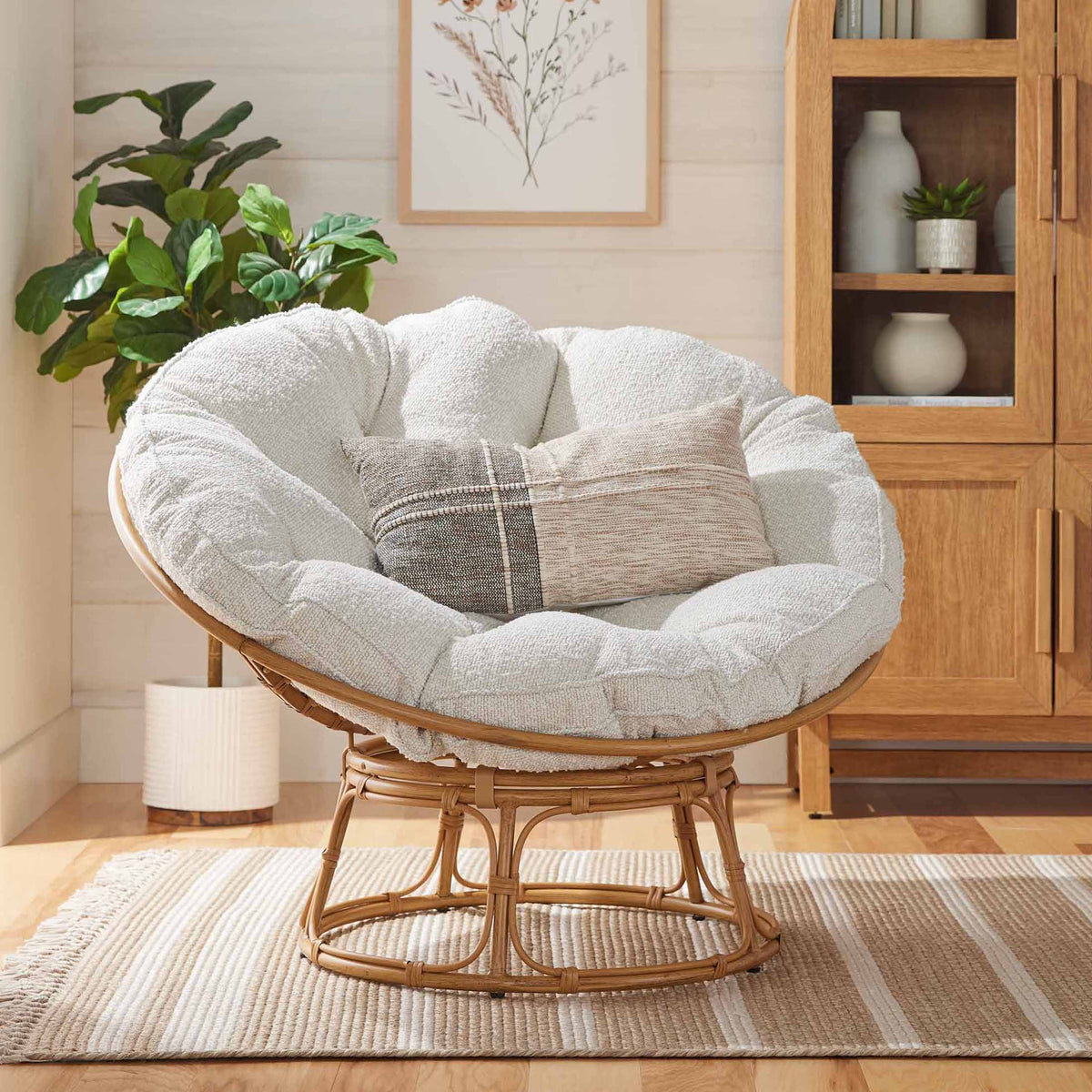 Velmora™ Emma Papasan Accent Chair, Gray Linen
