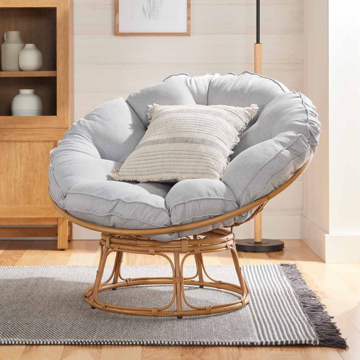 Velmora™ Emma Papasan Accent Chair, Gray Linen
