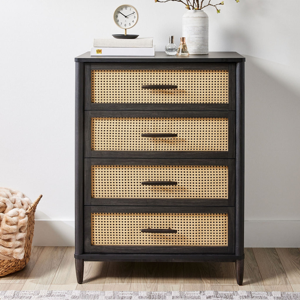 Velmora™ Springwood 4-Drawer Dresser with Caning Look, Light Honey