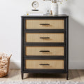 Velmora™ Springwood 4-Drawer Dresser with Caning Look, Light Honey