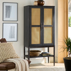 Velmora™ Springwood Caning Storage Accent Cabinet, Light Honey Finish