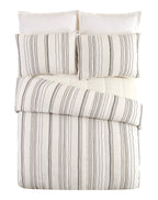 Velmora™ Ticking Stripe Cotton Quilt, Off-White, Full/Queen, All Ages
