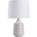 Velmora™ White and Beige Etched Ceramic Table Lamp with Shade 17"H