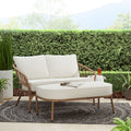 Velmora™ Willow Sage All-Weather Wicker Outdoor Loveseat and Ottoman Set, Beige