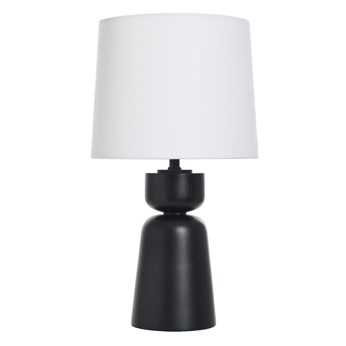 Velmora™ Wood Totem Table Lamp with White Linen Shade, 10"L x 10"W x 18"H