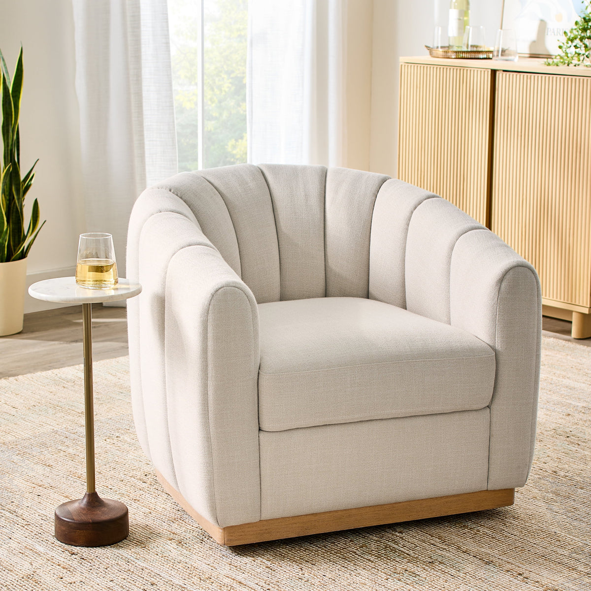 Velmora™ Lillian Accent Swivel Chair, Rose Boucle