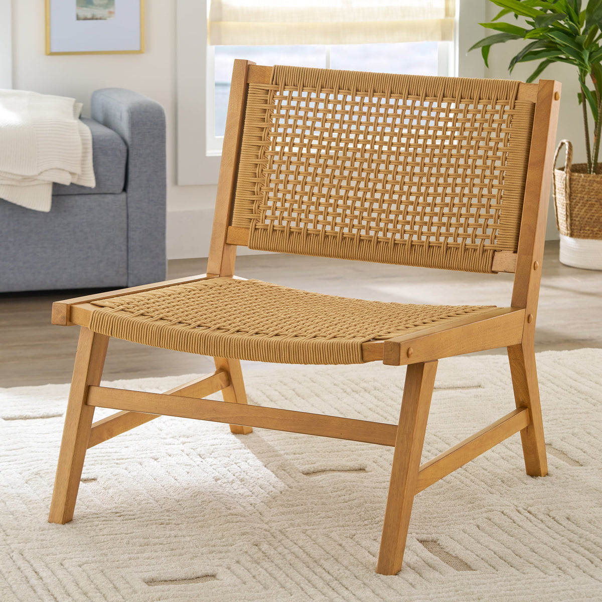 Velmora™ Vista Woven Accent Chair, Light Honey