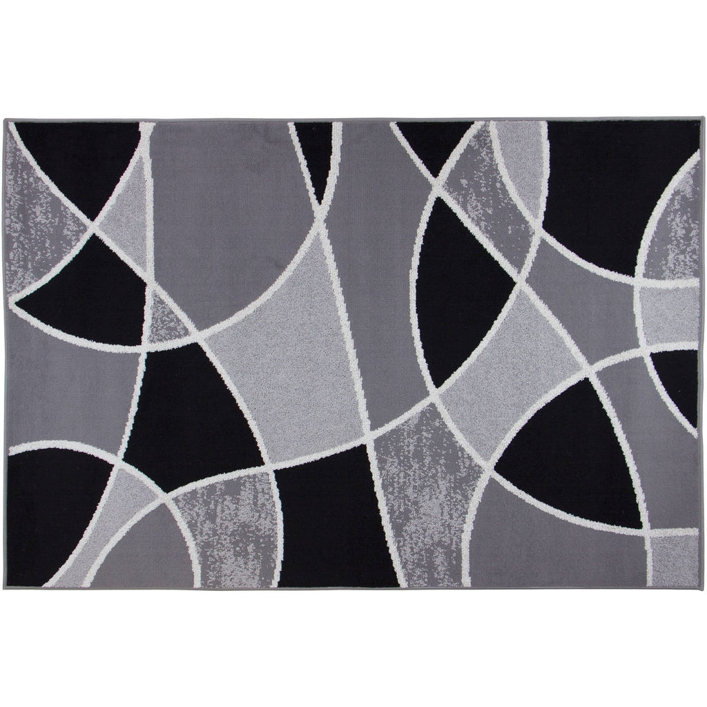 Velmora™ Block Polypropylene Rug, 4'11" x 7', Black