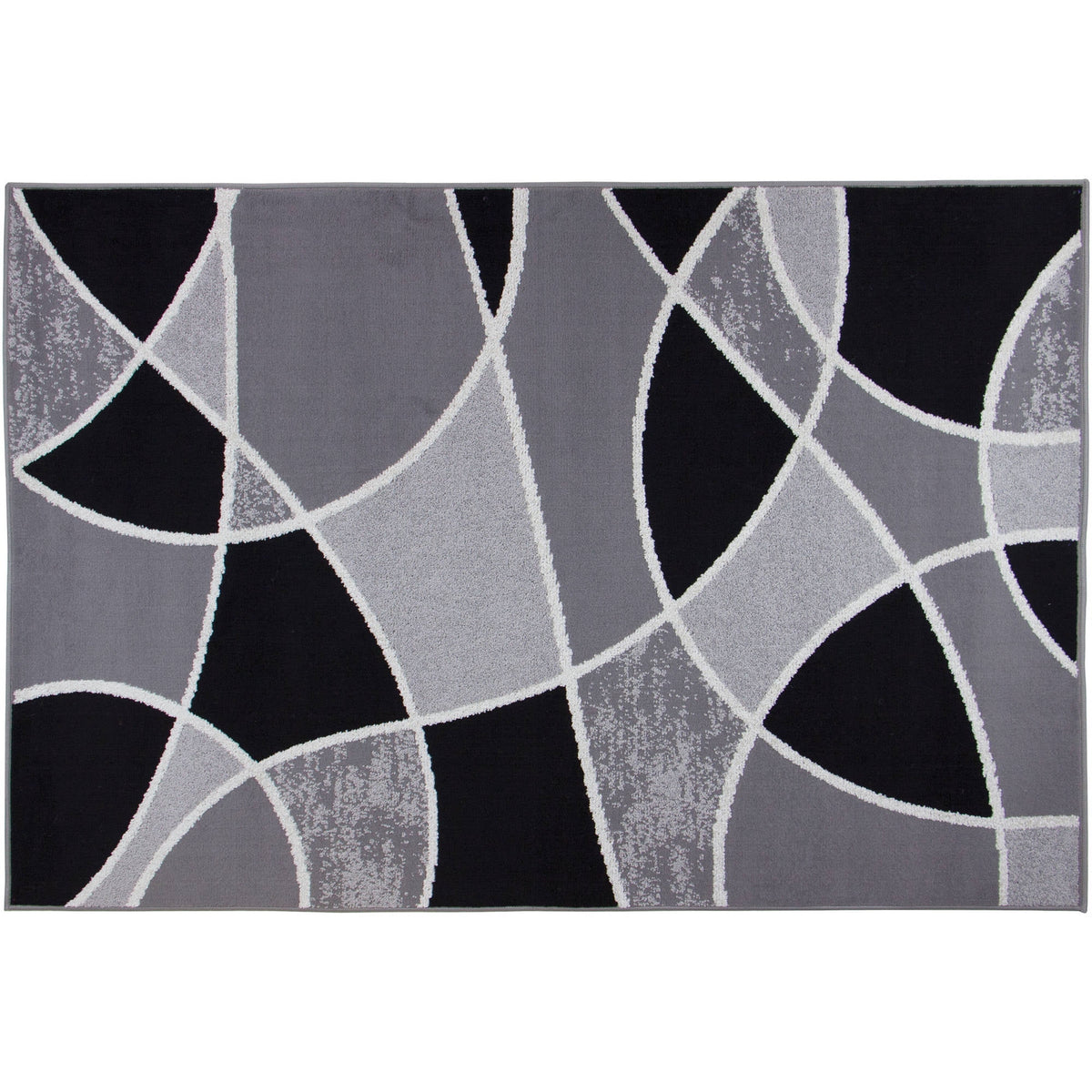 Velmora™ Block Polypropylene Rug, 4'11" x 7', Black