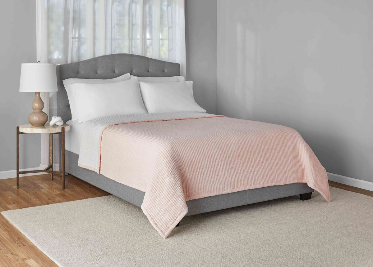Velmora™ Full/Queen Quilt - Blush Pink Matelasse, Cotton-Rich, Reversible Bedding