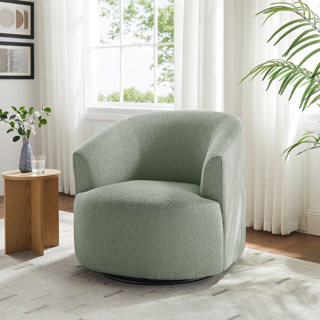 Velmora™ Boucle Swivel Accent Chair, Olive