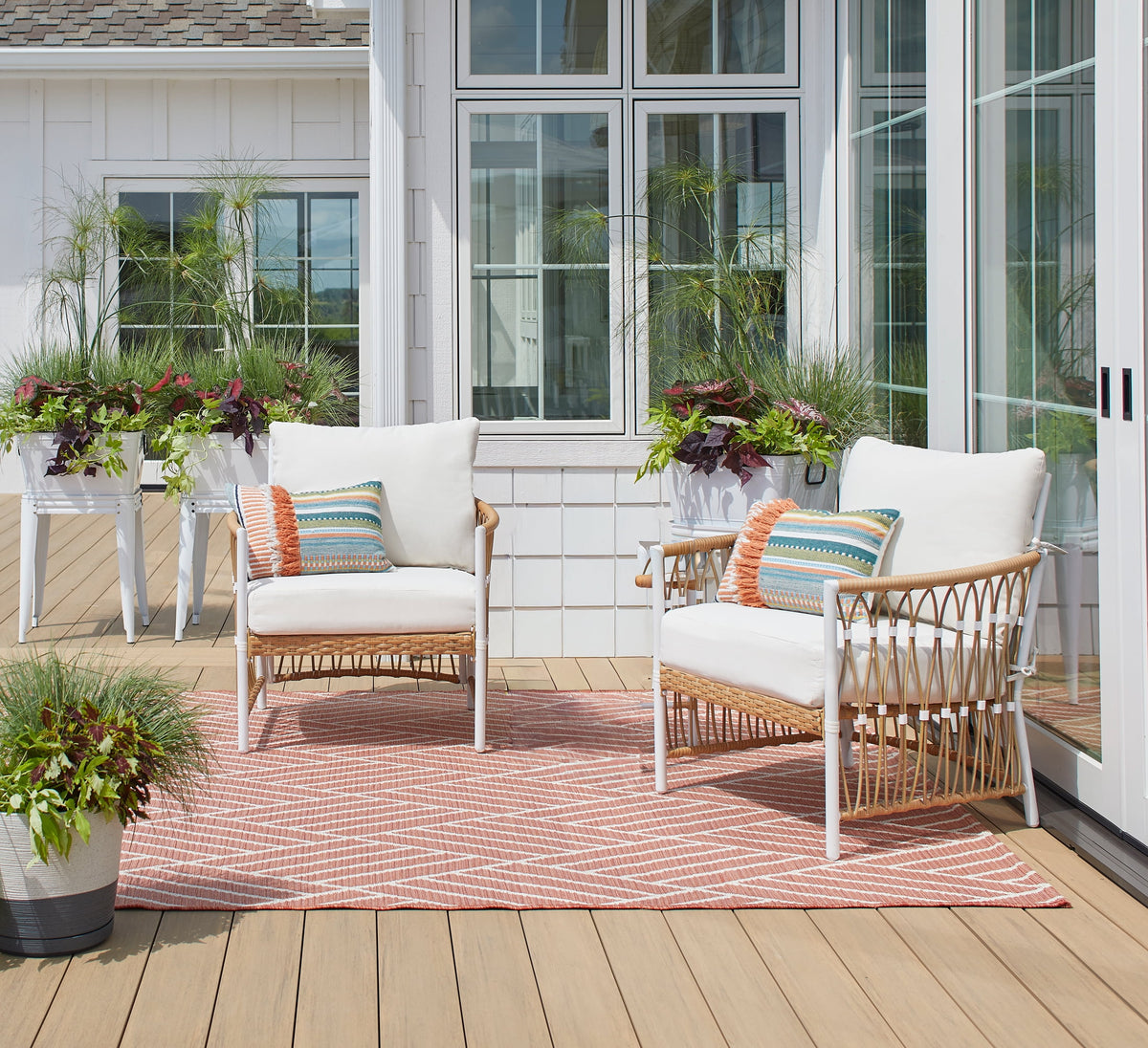 Velmora™ Lilah 2-Pack Outdoor Wicker Lounge Chairs, White