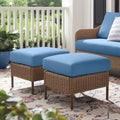 Velmora™ Chelsea Outdoor Patio Ottoman Set, 2 Pieces, Blue Cushions