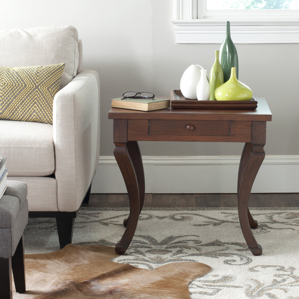 Velmora™ Colman Traditional One Drawer Storage Side Table, Brown
