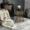 Velmora™ Couture Delsy Geometric Round Glass Top End Table, Gold