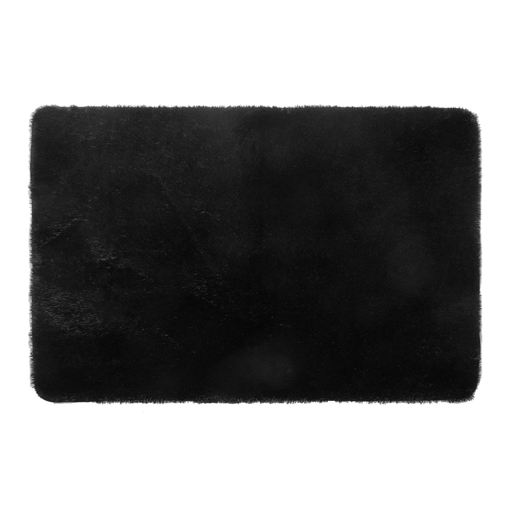 Velmora™ Cushion Shag Bedroom Rug For Adults, Black, 4'x6'