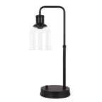 Velmora™ Bronze Table Lamp with Clear Glass Shade and USB/USB-C Ports