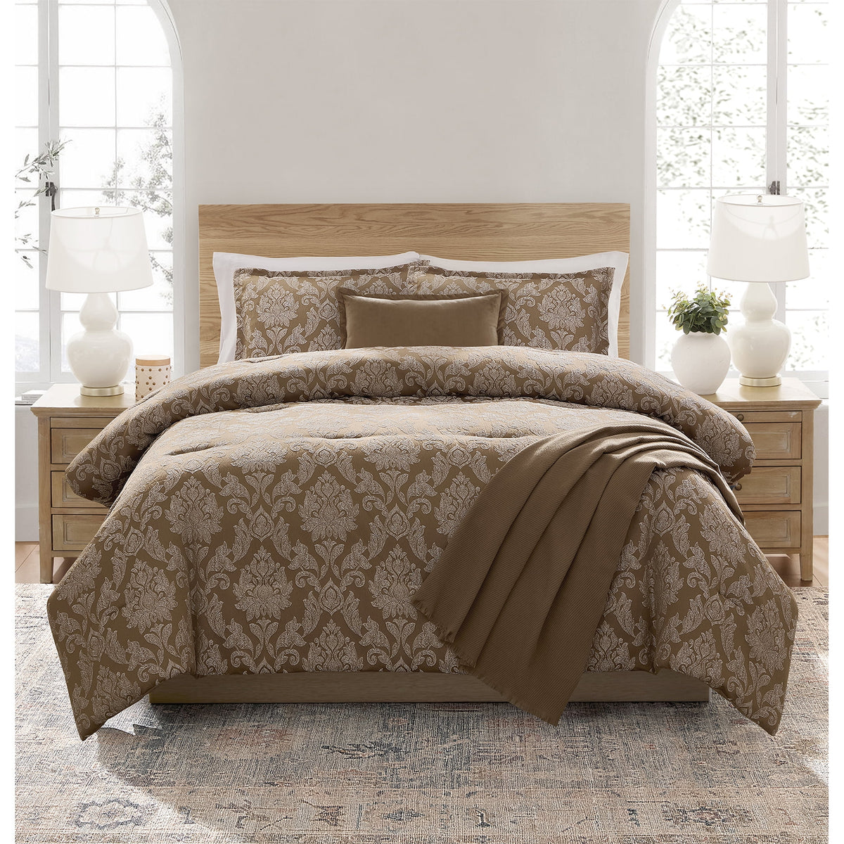 Velmora™ King Comforter Set, 5-Piece, All-Season, Black Cozy Plush