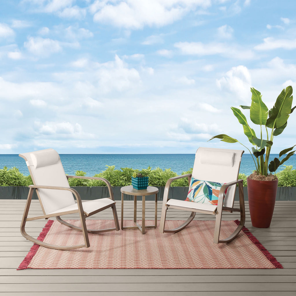 Velmora™ Dashwood 3-Piece Steel Outdoor Rocker Chat Set, Cream