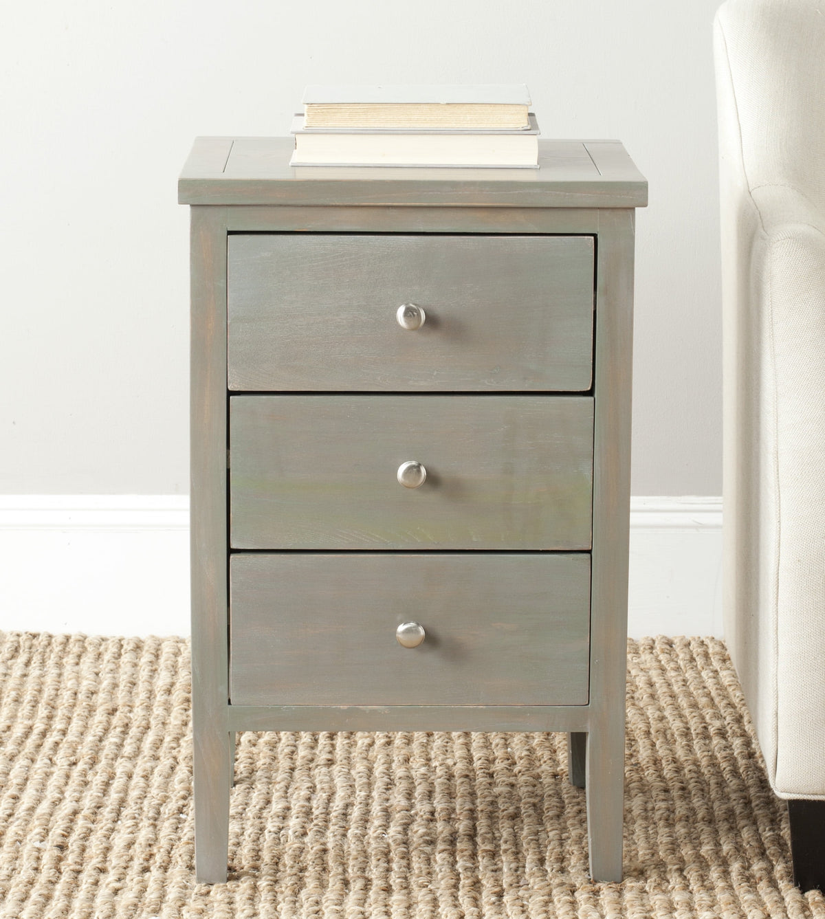 Velmora™ Deniz Classic End Table with 3 Storage Drawers, Steel Teal