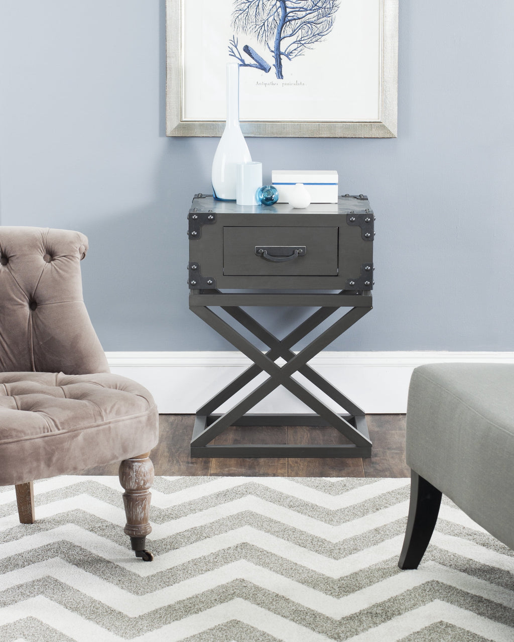 Velmora™ Dunstan Rustic Accent Table With Storage Drawer, Washed Natural Pine