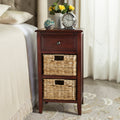 Velmora™ Everly Contemporary Side Table with Drawer and Two Baskets, Distressed White