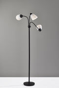 Velmora™ 3-Head Adjustable Floor Lamp, Black with White Plastic Shades, 68 in