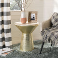 Velmora™ Fae Mosaic Modern Round Side Table, Pink Champagne/Gold