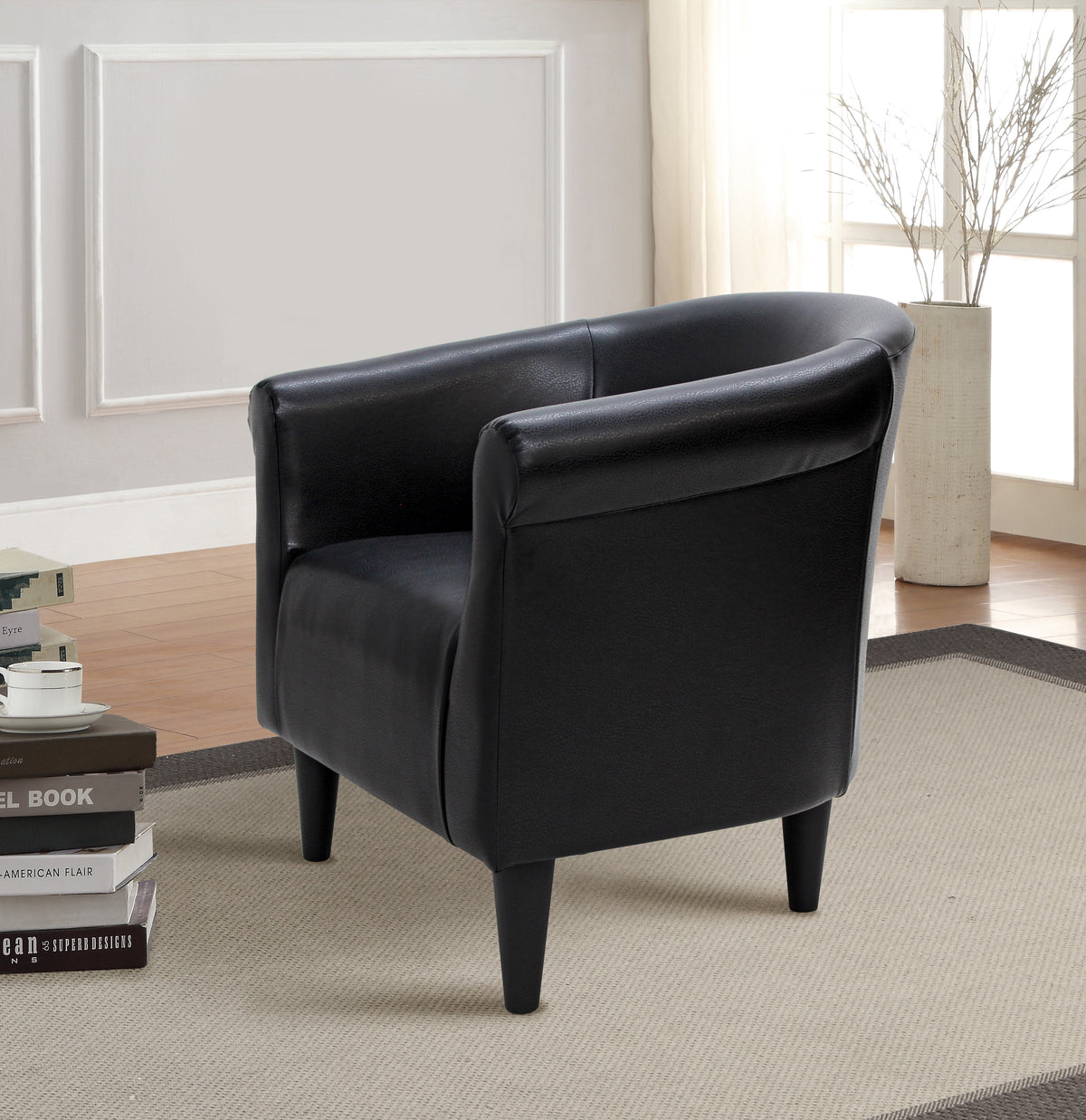 Velmora™ Faux Leather Bucket Accent Chair, Brown