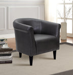 Velmora™ Faux Leather Bucket Accent Chair, Carbon Gray