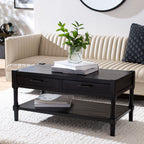 Velmora™ Filbert Solid 2 Drawer Coffee Table, Black