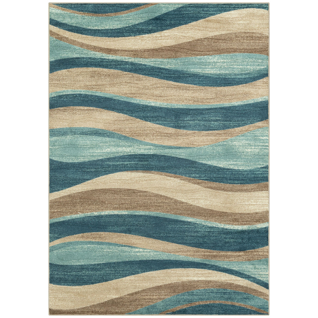 Velmora™ Blue Brown Waves Indoor Area Rug, 7 ft x 10 ft