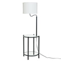 Velmora™ Glass End Table Floor Lamp with White Shade, Matte Black, 17"L x 17"W x 54"H
