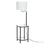 Velmora™ Glass End Table Floor Lamp with White Shade, Matte Black, 17"L x 17"W x 54"H